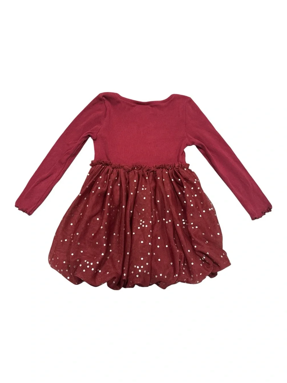 GAP Toddler Girl Mixed Media Bubble Long Sleeve Dress Party Holiday Cotton Sz 3T